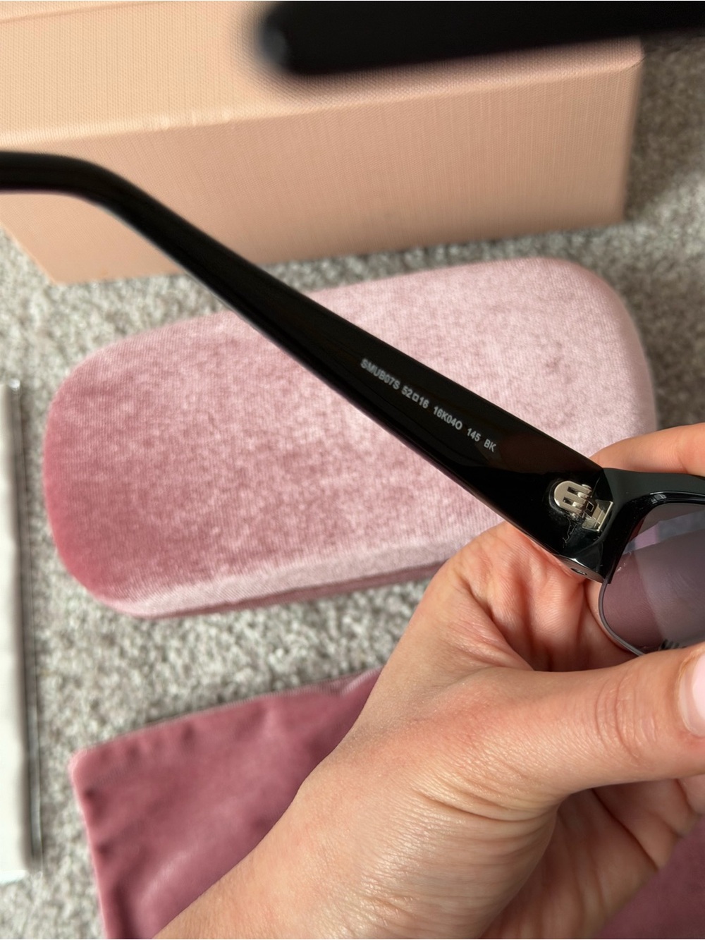 Miu Miu Black Slim Rectangular Sunglasses with Subtle Tinted Lenses - Picture 4 of 7